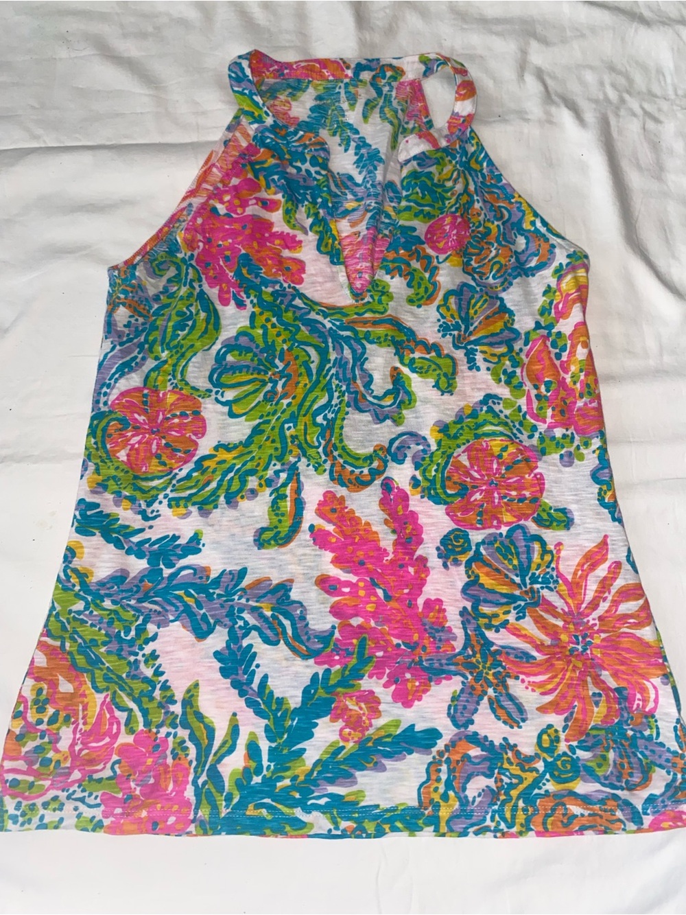 Lilly Pulitzer Multicolor Floral Halter Tank - White Base - Picture 2 of 6